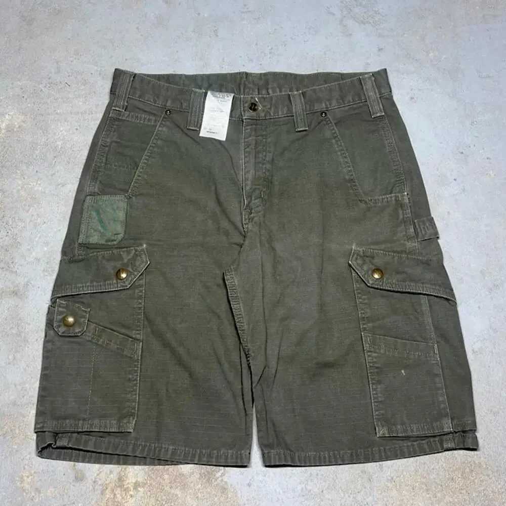 Carhartt B357 MOS Mens Cargo Shorts Size 33 Moss Green Ripstop Utility Jorts